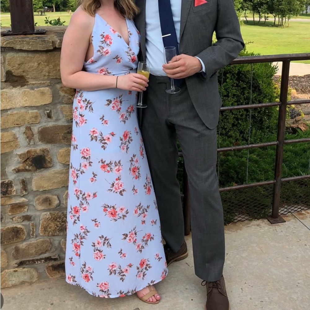 Lush Light Blue Floral Dress